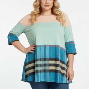 242 - 3 Layer Half Sleeve Patchwork Blouse Top - Size L